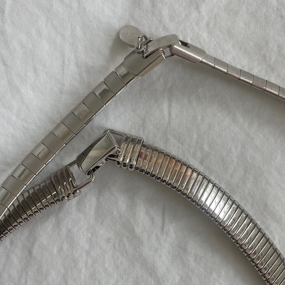 Kenneth Jay Lane KJL Silver Necklace - Omega - Two Necklaces - Picture 5 of 8